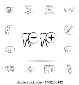 Tooth minus, plus icon. Universal set of dentist for website design and development, app development
