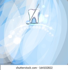 Tooth and mirror, light blue background.