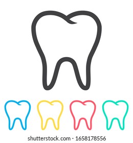 Tooth multi color icon set. Simple glyph, flat vector of medical icons for ui and ux, website or mobile application