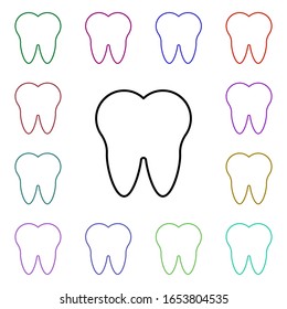 Tooth multi color style icon. Simple thin line, outline vector of medical icons for ui and ux, website or mobile application