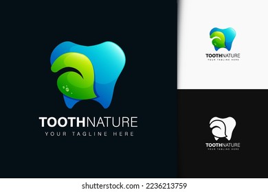 Tooth nature logo design with gradient