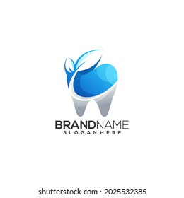 plantilla de diseño de logotipo de naturaleza dental Premium Vector