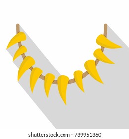 Tooth necklace icon. Flat illustration of tooth necklace vector icon for web