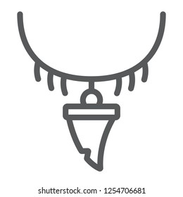 Tooth necklace line icon, jewellery and accessory, pendant with shark tooth sign, vector graphics, a linear pattern on a white background, eps 10.