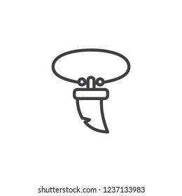 Tooth necklace outline icon. linear style sign for mobile concept and web design. Pendant with shark tooth simple line vector icon. Symbol, logo illustration. Pixel perfect vector graphics
