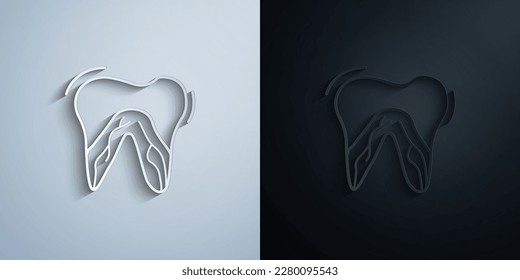 Tooth nerve paper icon with shadow effect vector illuistration design