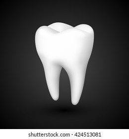 tooth on a black background, template design element, Vector illustration