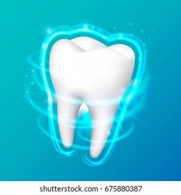 Tooth on a black background, template design element, Vector illustration