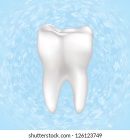 Tooth on blue background