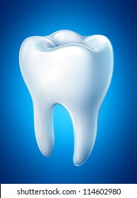 Tooth on a blue background. Vector