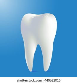 Tooth on a blue background. Vector illustration.