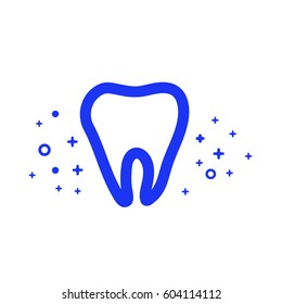 Tooth on blue color