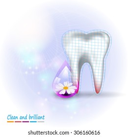 Tooth on a bright abstract background