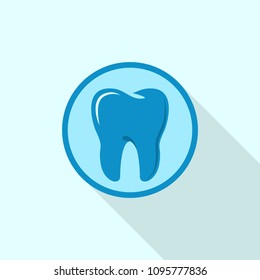 Tooth on circle logo icon. Flat illustration of tooth on circle vector logo icon for web design