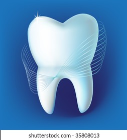 Tooth on a dark blue background