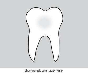 tooth on gray background