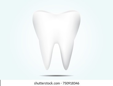 Tooth on pale blue background, dental concept vector illustration