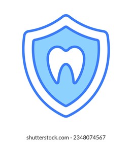 Dotación en escudo, vector de seguro dental, diseño de icono de seguro de salud
