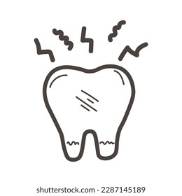 Tooth on white background. Concept of toothache