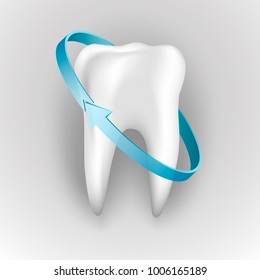 Tooth on a white background. Protection of human tooth. Template design element, Vector illustration.