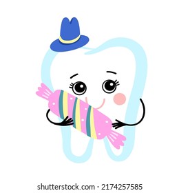 Tooth on white  isolated background. Vector illustration