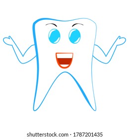 Tooth one line, tooth continuous line, vector drawing
