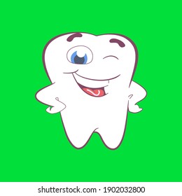 Tooth one line, tooth continuous line, vector drawing
