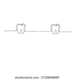 Zahn eine Linie Zeichnung Dentalsymbol minimalistische medizinische Vektorskizze
