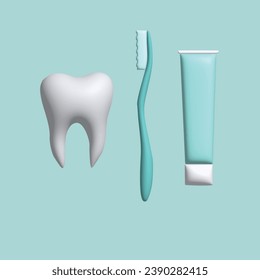 Tooth. Oral health and dental concept. Realistic 3d object cartoon style. Vector colorful illustration.