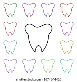 Tooth, organ multi color style icon. Simple thin line, outline vector of human organ icons for ui and ux, website or mobile application
