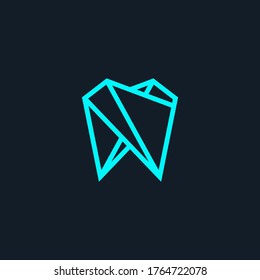 tooth origami logo blue geometric