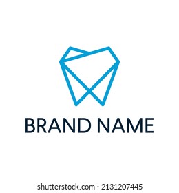 tooth origami logo polygonal logo design