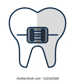 tooth with Orthodontic bracket isolated icon vector illustration design
