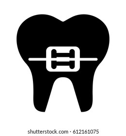 tooth with Orthodontic bracket isolated icon vector illustration design