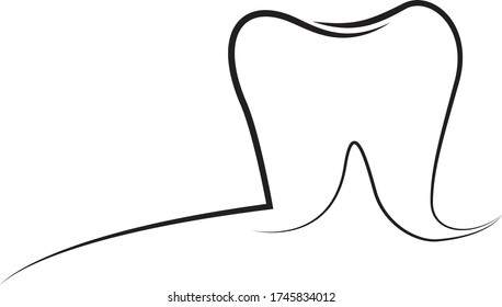 Tooth outline logo vector illustration isolated on a white background