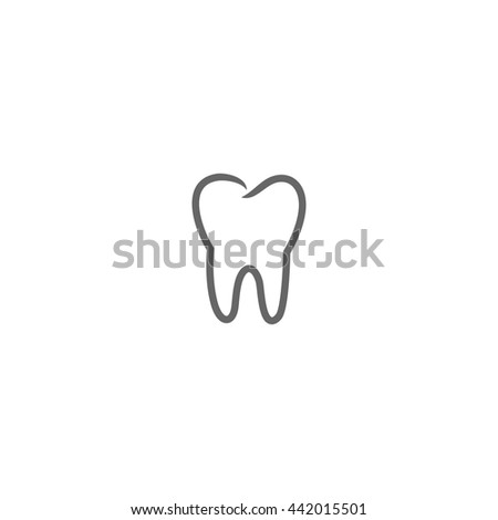 tooth outline thin symbol, dark on white background, logo, creative template