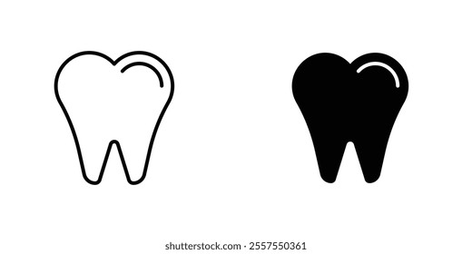 Tooth outlined and solid icon vector collection.