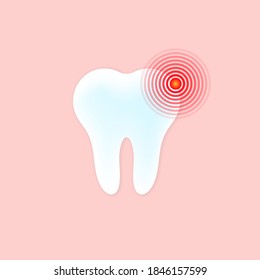 Tooth pain icon. Dental sign. Pain red circle. Toothache concept. Vector on isolated background. EPS 10