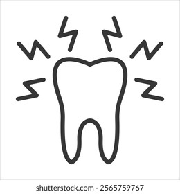 Tooth Pain Icon Vector Illustration Outline Style
