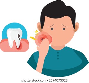 tooth pain vector due to cavity and wisdom tooth