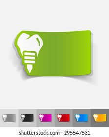 tooth paper sticker with shadow. Vector illustration