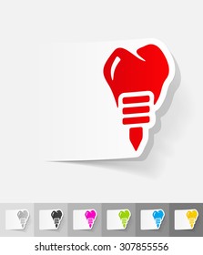 tooth paper sticker with shadow. Vector illustration