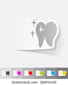 tooth paper sticker with shadow. Vector illustration