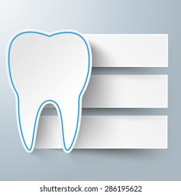 Tooth with paper stickers on the gray background. Eps 10 vector file.