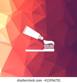 Tooth paste and brush icon vector