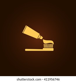 Tooth paste and brush icon vector