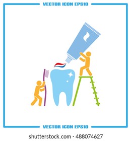 tooth paste brush people icon vector