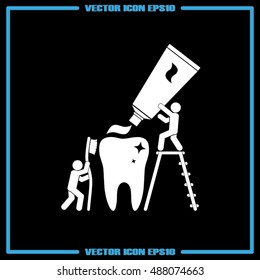 tooth paste brush people icon vector
