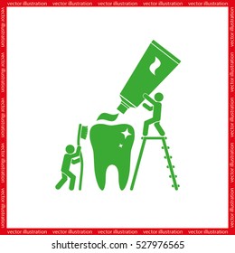 tooth paste brush people vector icon.