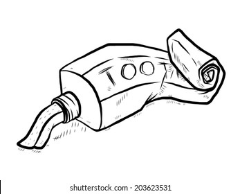 tooth paste / cartoon vector and illustration, black and white, hand drawn, sketch style, isolated on white background.